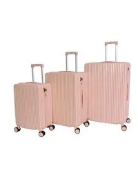 مجموعة حقائب سفر بعجلات للسفر للجنسين مكونة من 3 قطع من مورانو باللون الوردي
