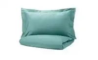 Duvet cover and pillowcase, grey-turquoise150x200/50x80 cm
