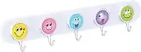 Royalford 5 Pcs Sticky Hooks, Plastic With Steel Hook, Rf10453, Self Adhesive Wall Hook, Smiley Hooks For Bathroom, Kitchen, Bedrooms, Closet, Office, Showrooms, Laundry Room And More