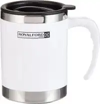 Royalford 14Oz Double Wall Travel Mug Portable With Comfortable High Grip Handle, & Double Thick Wall Hot & Cool, Leakresistant Lid Preserves Flavour & Freshness, Rf5130Wh, Multi