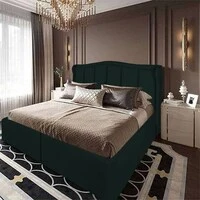 هيكل سرير من الكتان Shumt - مفرد - 200x90 سم - أخضر داكن من In House
