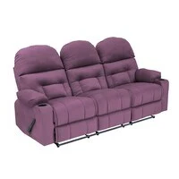 In House Velvet Triple Cinematic Recliner Chair With Cups Holder - Light Purple - NZ80