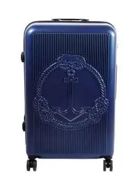 حقيبة بيج ديزاين خفيفة الوزن بتصميم المحيط لحمل الأمتعة مع عجلة دوارة ونظام قفل، أزرق داكن، مقاس 20 بوصة