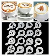 Generic 16 قطعة / مجموعة واحدة من نماذج طباعة القهوة الفاخرة السميكة للقهوة لاتيه كابتشينو باريستا استنسل فني / قوالب حقن رغوة القهوة