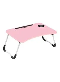 طاولة كمبيوتر محمول قابلة للطي باللون الوردي/الأبيض/الأسود مقاس 60x40x28 سم