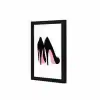 Lowha Black Pink Heels Wall Art Wooden Frame Black Color 23X33cm