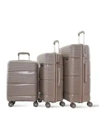 Parajohn 3-Piece Hard Side Polypropylene Luggage Trolley Set 20/24/28 Inch, Beige