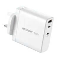 Momax One Plug GaN 140W 3-Port Fast Charger 2 USB-C ومنفذ USB-A - أبيض