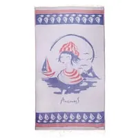 ANEMOSS Sailor Girl Patterned Turkish Peshtemal 100% Cotton Free of Microfiber Synthetic and Polyester Soft Quick Dry Versatile Beach Pool and Bath Peshtemal for Kids and Adults 39x70 in 100x180 cm
