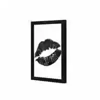 Lowha Black Lips Wall Art Wooden Frame Black Color 23X33cm
