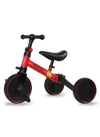 دراجة ثلاثية العجلات سكاي تاتش 4 في 1 للأطفال الصغار من عمر 1 إلى 4 سنوات، دراجة ثلاثية العجلات مع مقعد قابل للتعديل، للاستخدام الداخلي أو الخارجي، باللون الأحمر