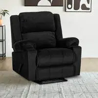 In House Velvet Rocking & Rotating Recliner Chair - Black - AB02