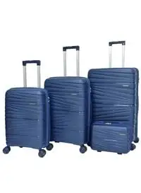 مجموعة حقائب السفر مورانو ذات الجانب الصلب للجنسين من مادة البولي بروبيلين خفيفة الوزن 4 حقائب بعجلات مزدوجة مع قفل مدمج من نوع TSA (4 قطع، أزرق داكن)