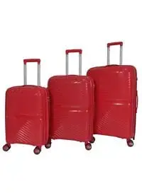 Morano Hard-Side Luggage Set For Unisex Polypropylene Lightweight 4 Double Wheeled Suitcase With Built-In TSA Type Lock (Set Of 3 Pcs, Red)