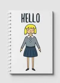 Lowha Spiral Notebook With 60 Sheets And Hard Paper Covers With Hello Girl In Uniform Design, For Jotting Notes And Reminders, For Work, University, School