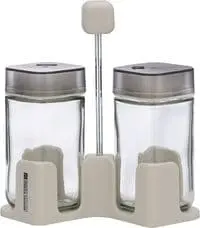 Royalford Spice Rack Set, 2 100ml Jars With Stand, Rf10521, 2-In-1 Masala Rack Set/ Condiment Set/ Spice Container, Store Spices, Salt, Sugar, Coffee Powder, Etc