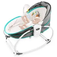 Teknum 6 - in - 1 Cozy Rocker Bassinet with Wheels, Awning & Mosquito net - Green