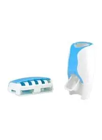 Generic Toothpaste Dispenser With Toothbrush Holder Set Blue/White