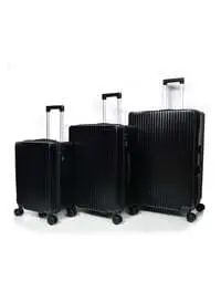 Morano 3-Piece Unisex Travel Luggage Trolley Set Black
