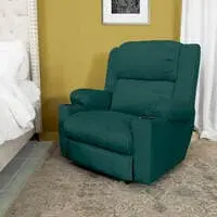 In House Velvet Classic Cinematic Recliner Chair With Cups Holder - Dark Green - Lazy Troy