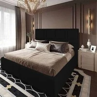 In House Berlin Linen Bed Frame - Queen - 200x140cm - Black