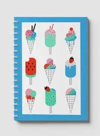 Lowha Spiral Notebook With 60 Sheets And Hard Paper Covers With Ice Creams Design, For Jotting Notes And Reminders, For Work, University, School