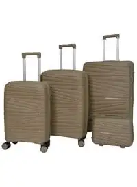 Morano Hard-Side Luggage Set For Unisex Polypropylene Lightweight 4 Double Wheeled Suitcase With Built-In Tsa Type Lock (4 Pcs, Brown)