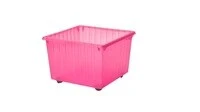 Storage crate with castors, light pink39x39 cm