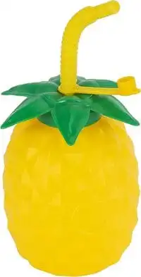Royalford 850 ml Water Bottle With Straw- Rf11358 High-Quality Plastic Bottle With Straw For Kids And Toddlers 100% Food-Grade, Non-Toxic, Design Yellow, Pineapple-Shaped