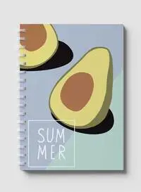 Lowha Spiral Notebook With 60 Sheets And Hard Paper Covers With Avocado Summer Design, For Jotting Notes And Reminders, For Work, University, School