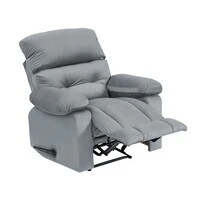 In House Velvet Rocking Recliner Chair - Grey - NZ60