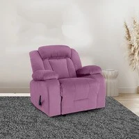 In House Velvet Rocking & Rotating Recliner Chair - Light Purple - NZ50