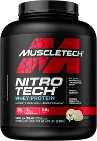 MuscleTech Nitro Tech Whey Protein, Vanilla Cream, 4Lb
