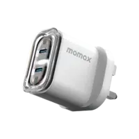 شاحن حائط موماكس 1-Charge Flow GaN، 2-Port USB-C 35W - أبيض