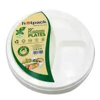 Hotpack bio-degradable plate 3 divider 10''10 pieces