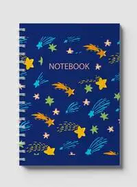 Lowha Spiral Notebook With 60 Sheets And Hard Paper Covers With Boho Stars Design, For Jotting Notes And Reminders, For Work, University, School