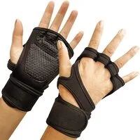 SKY-TOUCH Sports Cross Training Gloves With Wrist Support For Fitness, Wod, Weightlifting, Gym Workout & Powerlifting Silicone Padding, No Calluses Men & Women, Strong Grip, Black