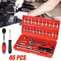 Generic 46 Pcs 1/4" 4-14mm Cr-V Automobile Service Socket Spanner Adapter Wrench Socket Set Car Repair Tools