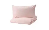 Duvet cover and 2 pillowcases, light pink/white240x220/50x80 cm