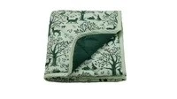 بطانية مبطنة, نقش حيوانات الغابة/أخضر‎96x96 سم‏
