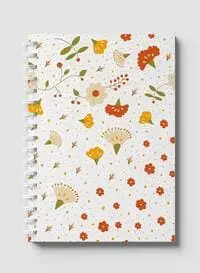 Lowha Spiral Notebook With 60 Sheets And Hard Paper Covers With Flowers & Berries Design, For Jotting Notes And Reminders, For Work, University, School