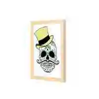 Lowha Skull Yellow Hat Wall Art Wooden Frame Wood Color 23X33cm