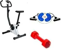 Fitness World Bicycle Exercise And Slimming, Cf-937A With Rotating Tablet With Two Hands For Balance For Exercises With Dumbbell 6 Kg, Silver