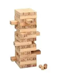 Beauenty 51-Piece Wooden Tower Jenga Tile Game