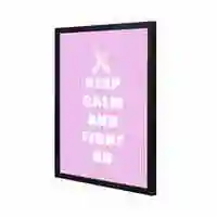 Lowha Keep Calm And Fight Pink Wall Art Painting With Pan Wooden Black Color Frame 43X53cm