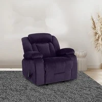 In House Velvet Rocking & Rotating Recliner Chair - Dark Purple - NZ50