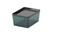 Box with lid, transparent black13x18x8 cm