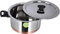 Royalford Stainless Steel Casserole With Lid 25.5 cm Large Cooking Stockpot Sturdy Cool Touch Handles & Copper Base Family Size Perfect For Soups, Stews More, Rf9976, Multi