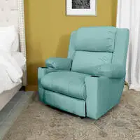 In House Velvet Classic Cinematic Recliner Chair With Cups Holder - Light Turquoise - Lazy Troy