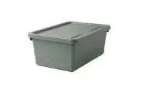 صندوق تخزين بغطاء، رمادي-أخضر، 38x25x15 سم